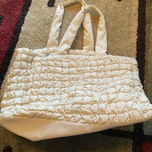Elegant Cream Quilted Tote Bag